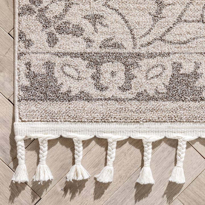 Well Woven – wholesale Area rug – Mara Medallion Botanical Pattern Brown Beige Kilim-Style Rug