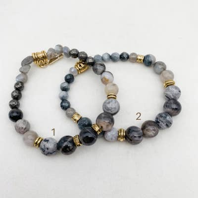 SUNSTONE, HAWKS EYE AND ZEBRA JASPER BRACELET for wholesale by Olivia Grace Jewelry