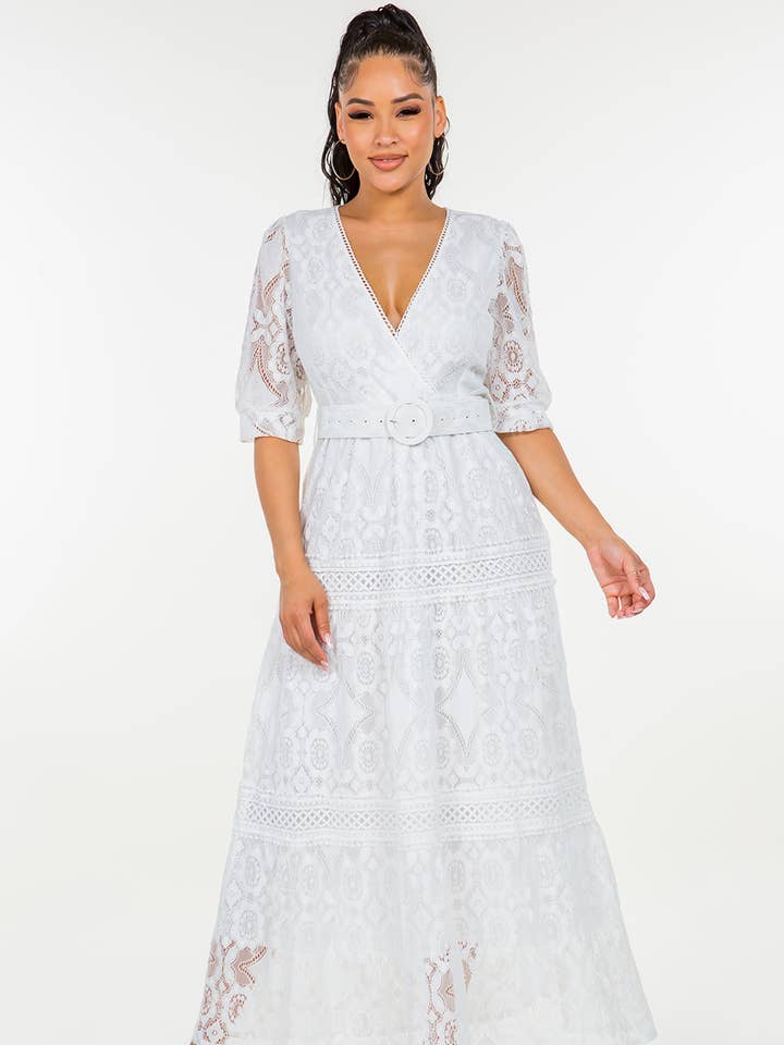 Women's Solid Crochet Elegant Maxi Dress for wholesale by Fashion Space