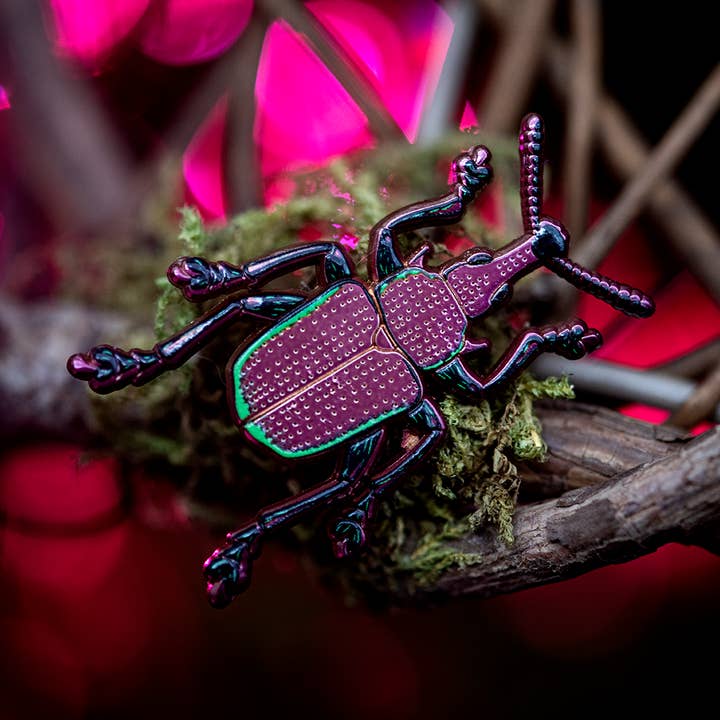 Cherry-fruit Weevil Male Enamel Pin for wholesale by The Roving House
