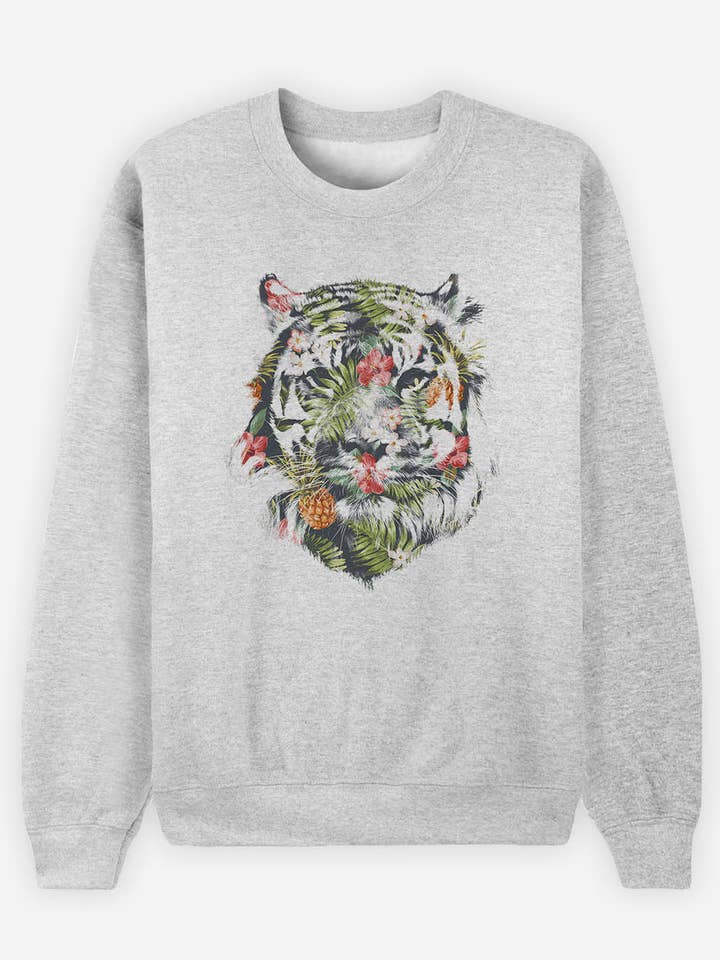 Tropical Tiger Men's Heather Grey Sweatshirt for wholesale by Wooop