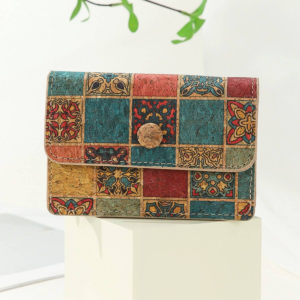 DOUBLJU - Wholesale Card Holder - Women's - VINTAGE CORK ACCORDION CARD HOLDER_CWAB49721
