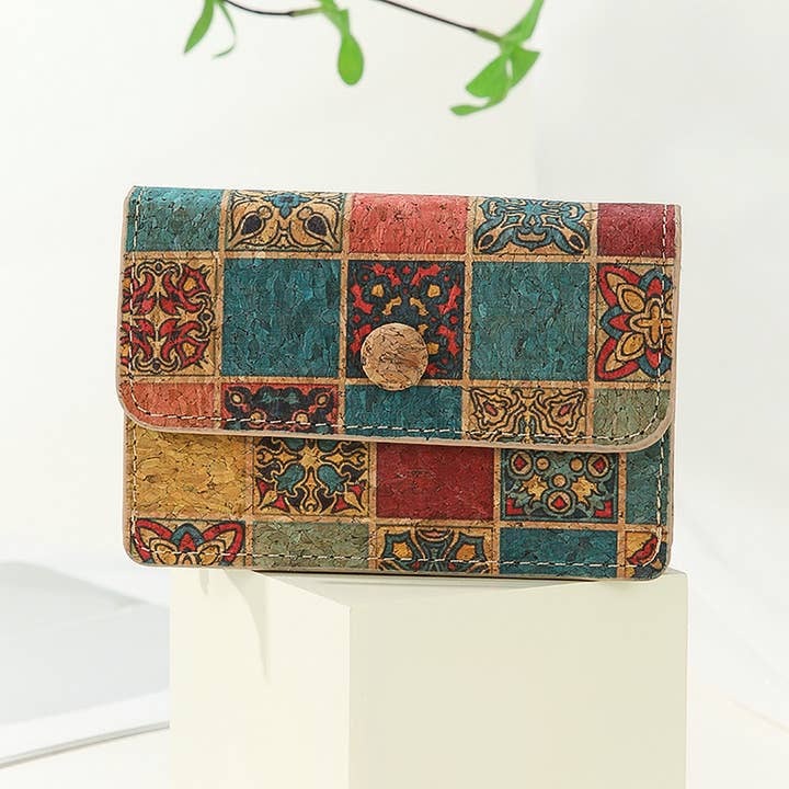 DOUBLJU - Wholesale Card Holder - Women's - VINTAGE CORK ACCORDION CARD HOLDER_CWAB49721