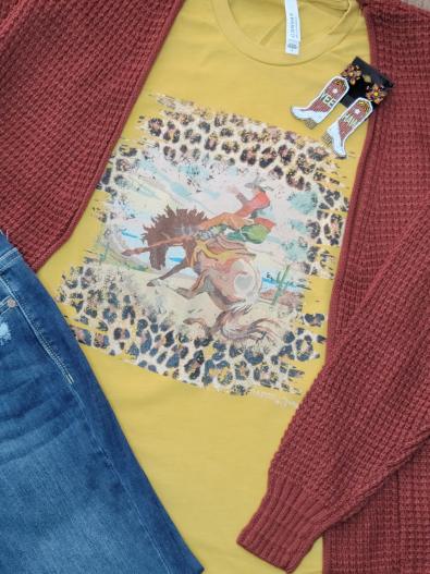 Ranch Swag - Wholesale T-Shirt (Graphic) - Women's - Leopard Bronc Graphic Tee2