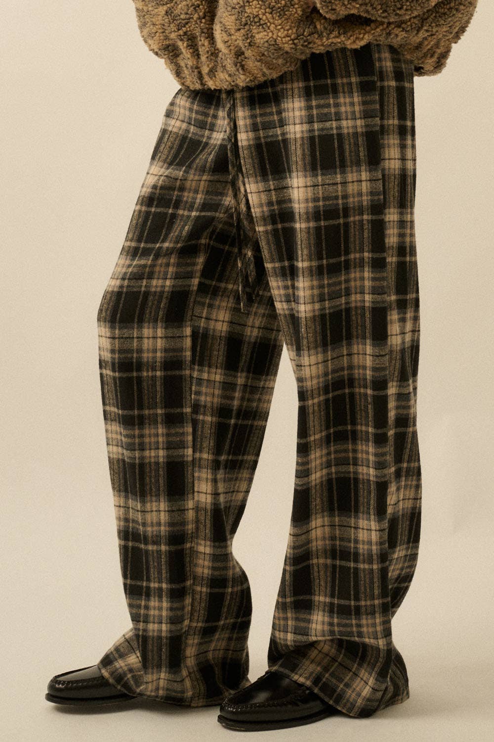 Promesa USA - Wholesale Pants - Women's - Plaid Flannel Wide-Leg Drawstring Pants8