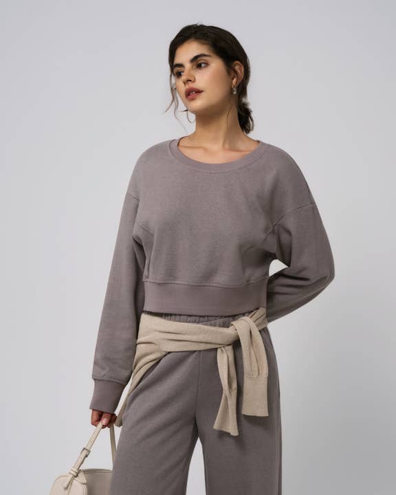 Hemp Essentials Fleece Cropped Sweater for wholesale by Juana