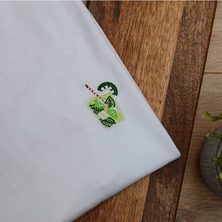 White Embroidered t-shirt - Mojito for wholesale on Faire