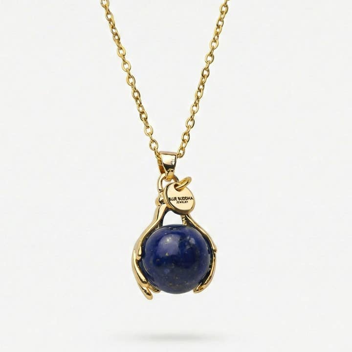 Lapis Lazuli Embrace Necklace Gold for wholesale by Blue Buddha Jewelry