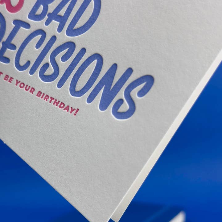 Friendly Fire Paper - Wholesale Birthday Card - Cake Liquor Bad Decisions | Funny Letterpress Birthday Card1