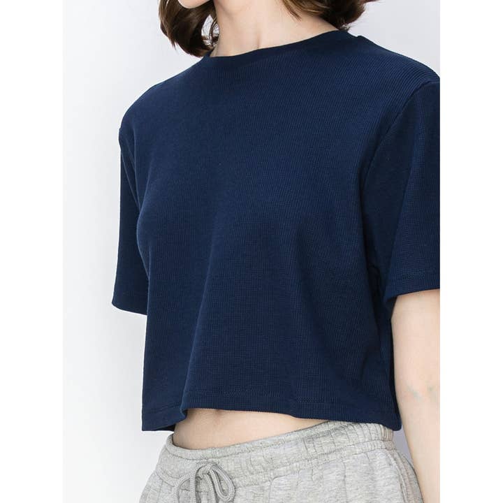 UP CLOTHING - Wholesale T-Shirt - Women's - Cropped Oversized Short Sleeve Thermal T Shirt Top