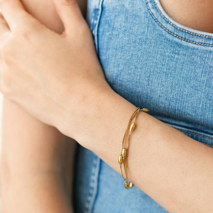 Splendid Iris - Wholesale Link & Chain Bracelet - Triple Layer Accented Water Resistant Bracelet1