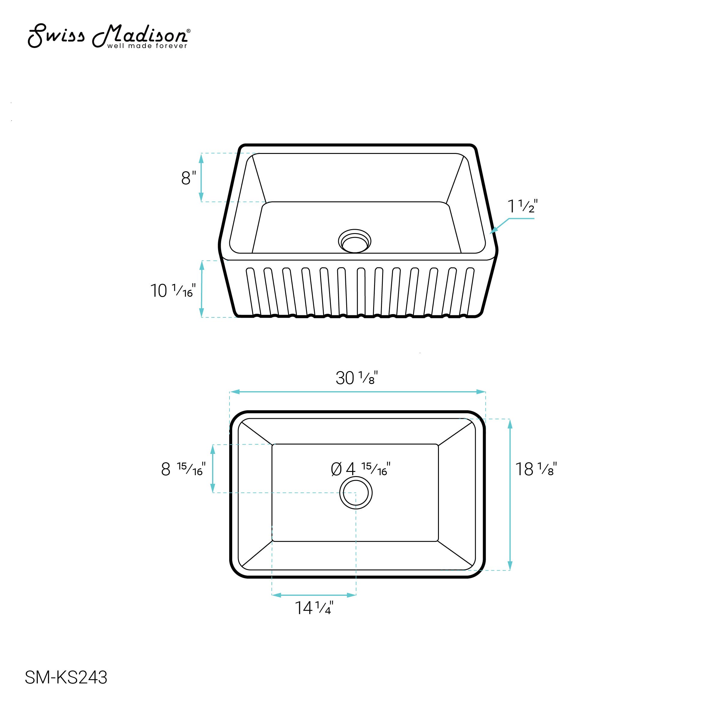 Swiss Madison - Wholesale Kitchen Appliance - Delice 30 x 18 Ceramic, Farmhouse Kitchen Sink with Apron9
