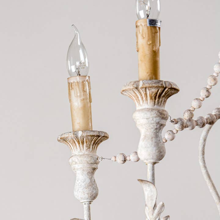 Brio Lighting - Wholesale Chandelier/Hanging Light - Lusteria Traditional Handmade 6-Light Wood White Chandelier12