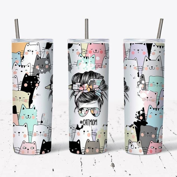 Cat Mom Tumbler, Cat Cup, Cat Lover Gift, Cat Person for wholesale by Dm Crafting