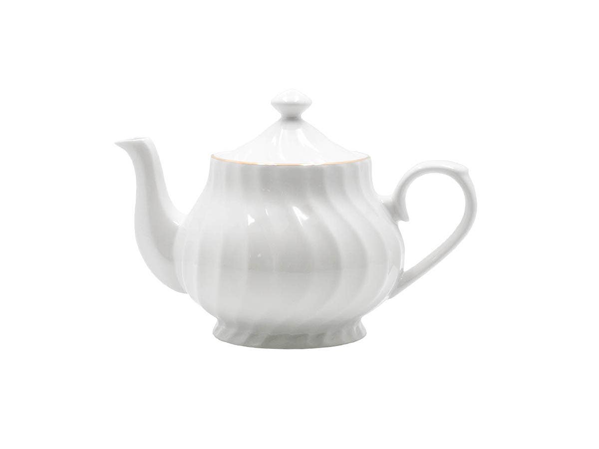 Lynns - Venta al por mayor Teteras - Tetera elegante de porcelana de 1,1 L con diseño vintage en espiral5