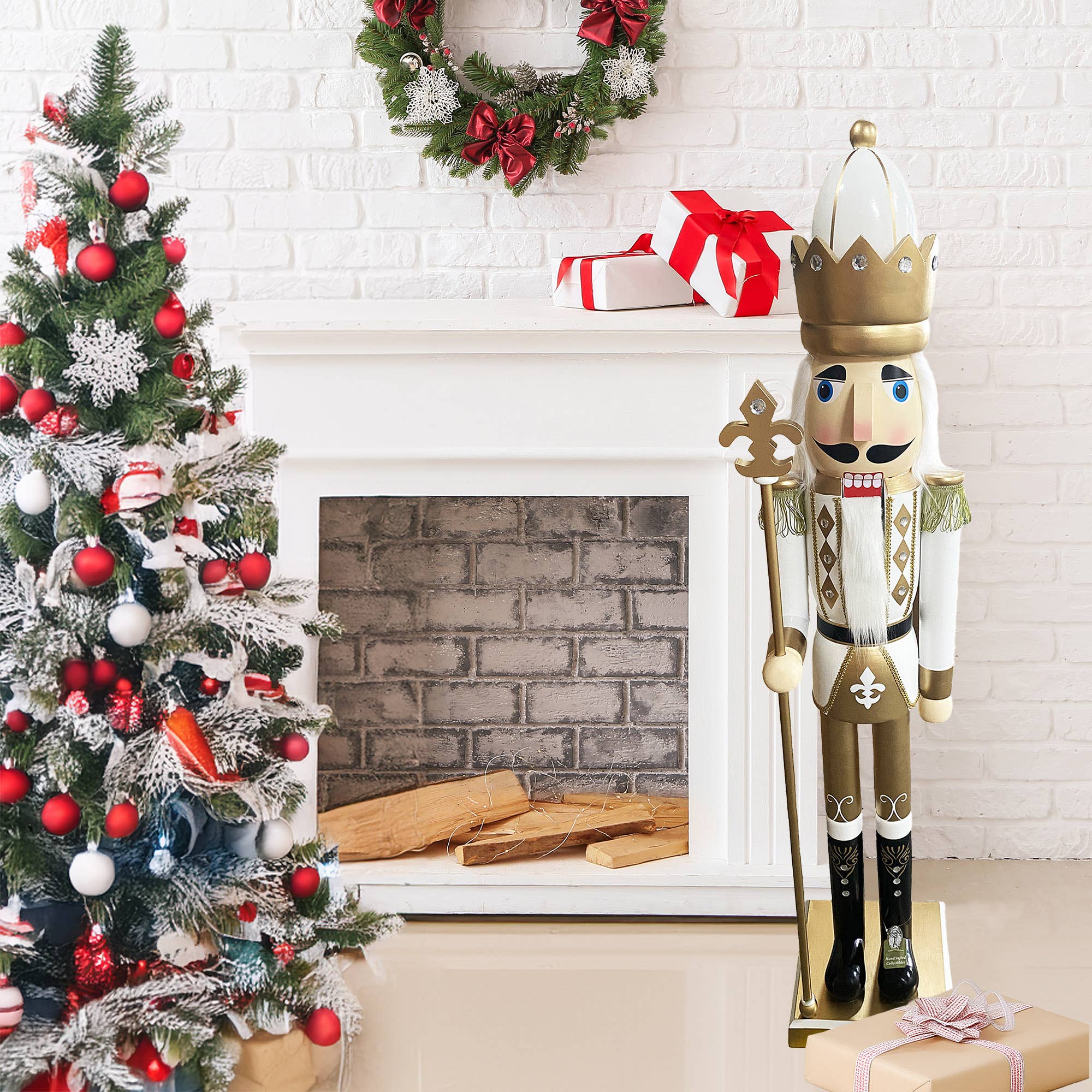 Santa’s Workshop Inc. - Vente Casse-noisette de Noël - Casse-noisette blanc et or 60 po5