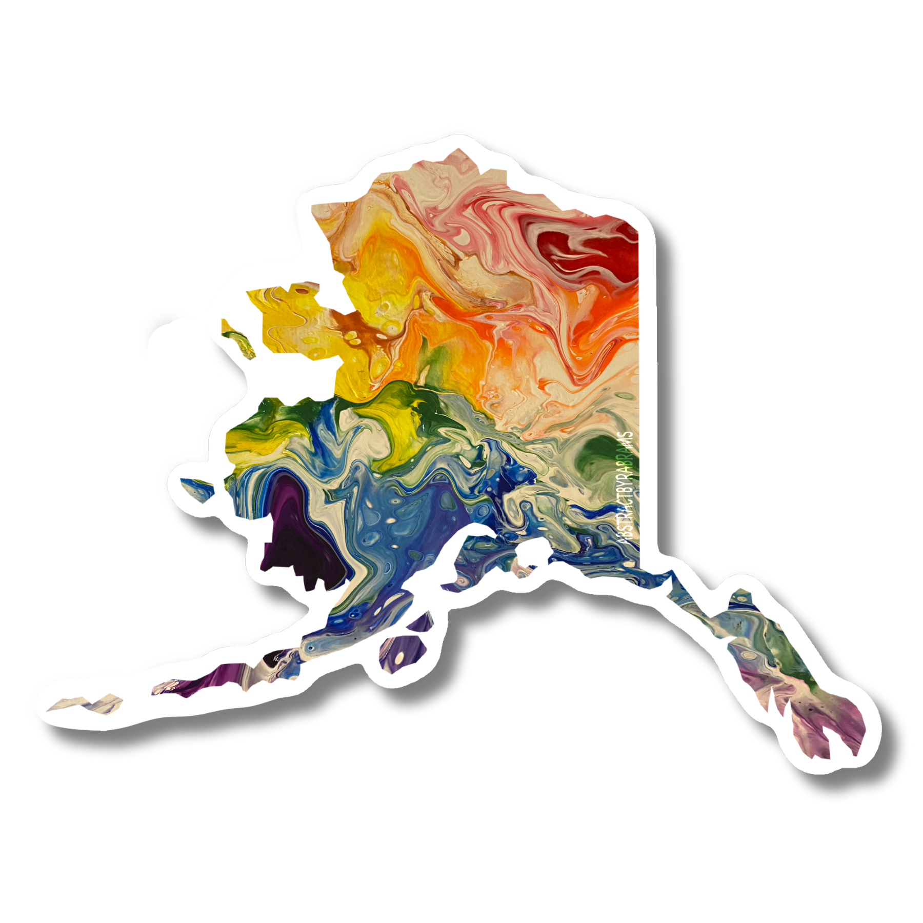 AbstractbyRabrams - Wholesale Sticker - Trans Pride Alaska Sticker, LGBTQ Alaska Rainbow Alaska3