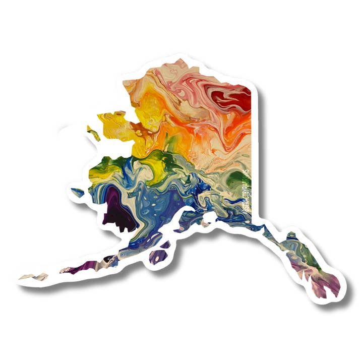 AbstractbyRabrams - Wholesale Sticker - Trans Pride Alaska Sticker, LGBTQ Alaska Rainbow Alaska3