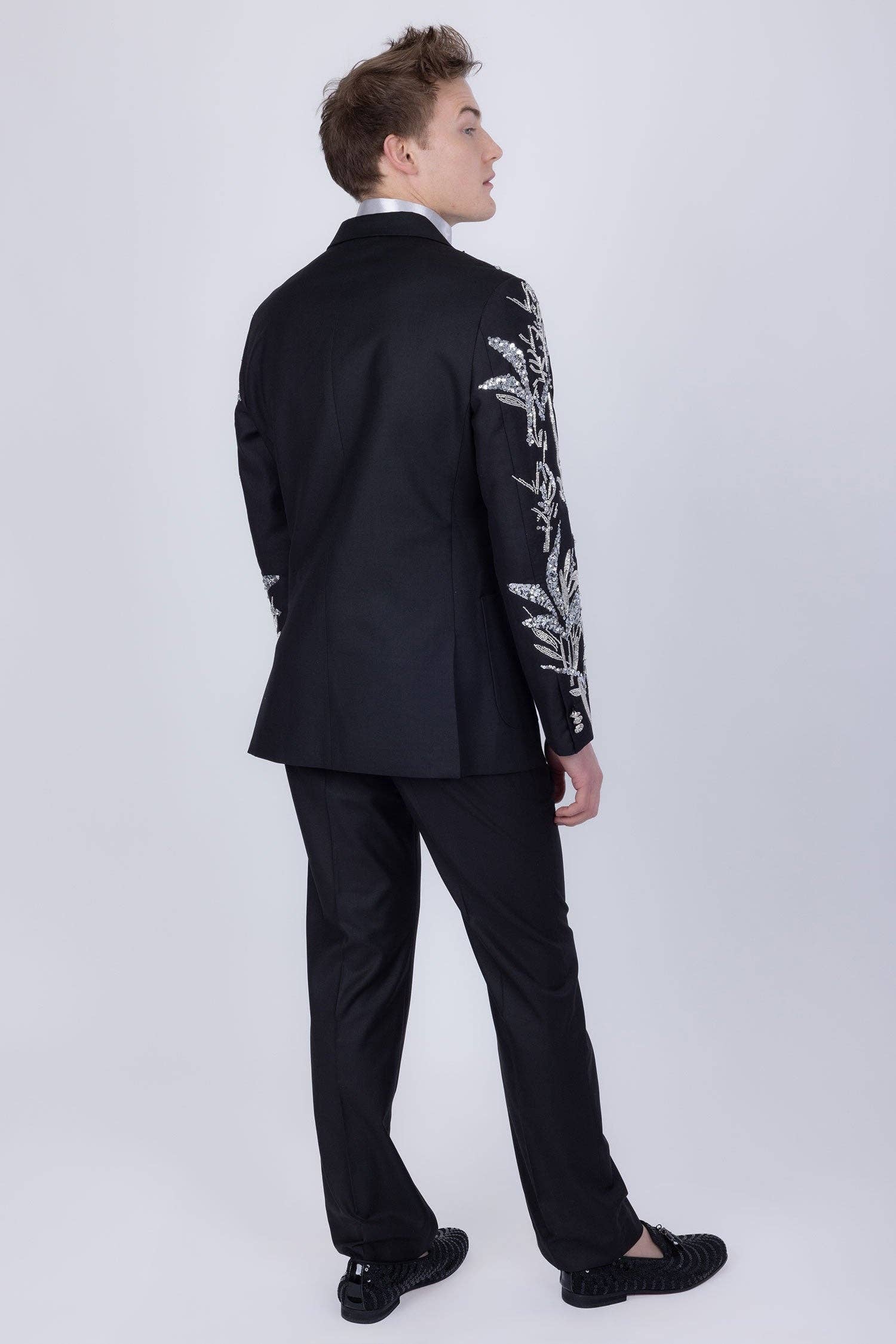 BARABAS - Wholesale Suit Set - Men's - Men's Sequins Double-Breasted Peak Lapel Suit 5SU378