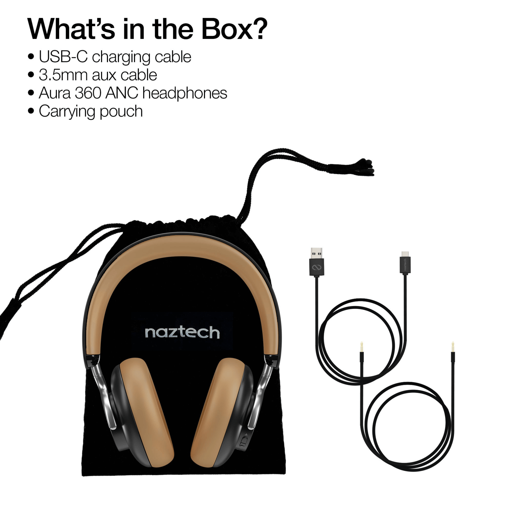 JupiterGear Home - Venta al por mayor Auriculares - Auriculares inalámbricos con cancelación activa de ruido Naztech Aura 360 ANC35