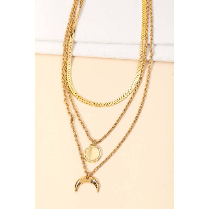 Anarchy Street - Wholesale Pendant/Charm Necklace - Layered Sun Moon Choker Necklace