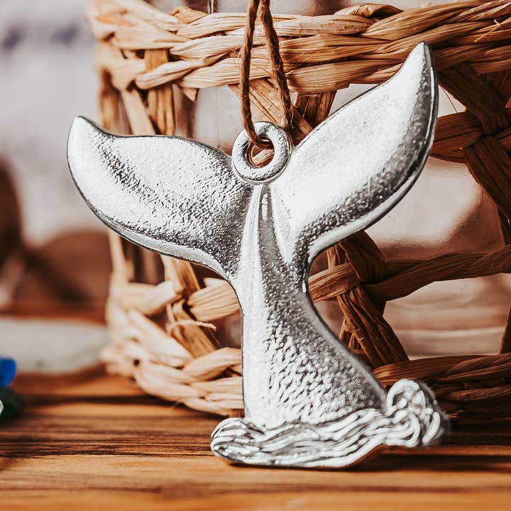 Whale Tail Ornament - Whale Gifts for wholesale by House of Morgan Pewter