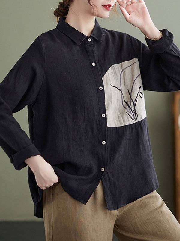 VividLux - Wholesale Overhemd met knopen - Dames - Vintage blouses en hemden met lange mouwen en losse geborduurde tops met reverskraag8