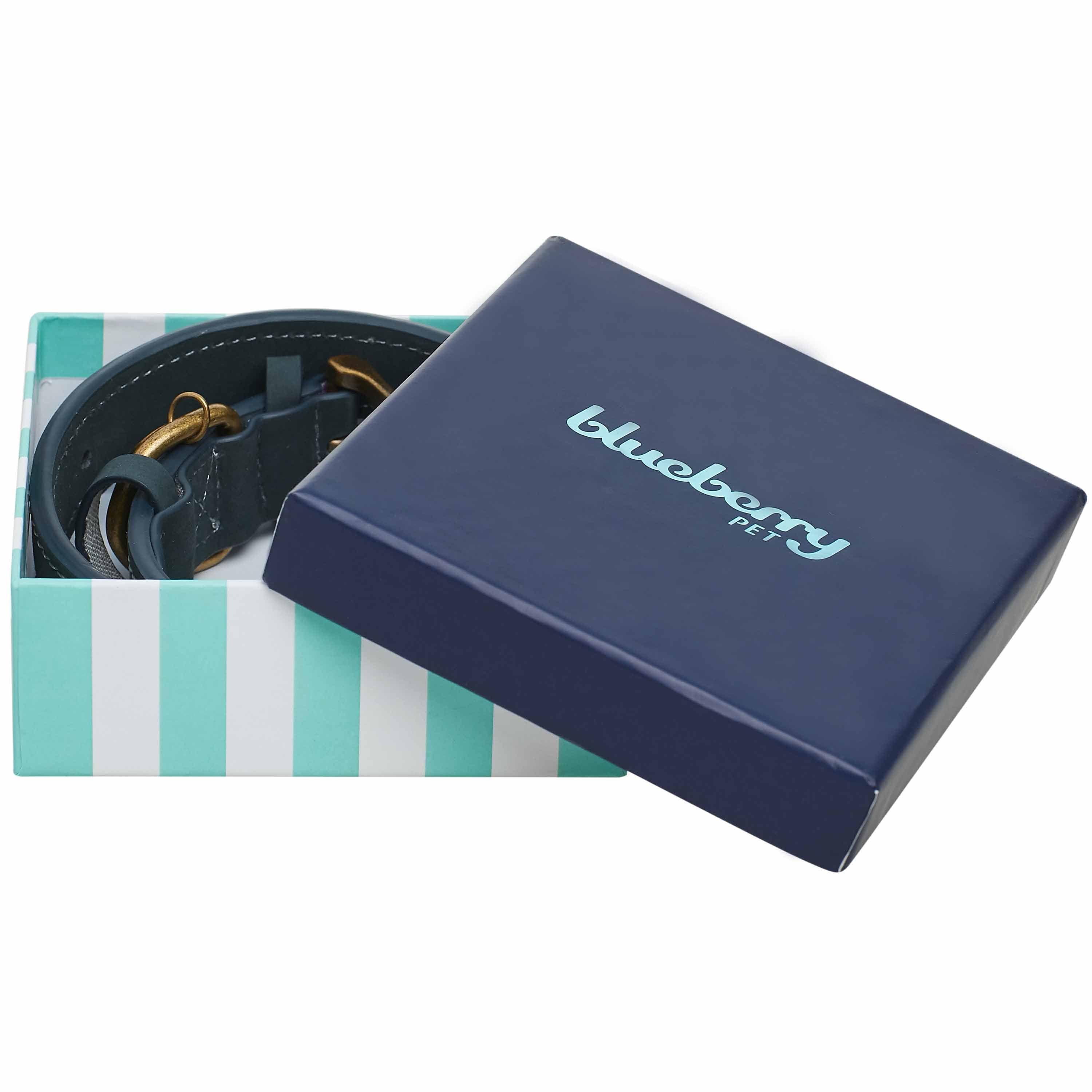 Navy Blue Full Grain Leather Dog Collar for wholesale on Faire2