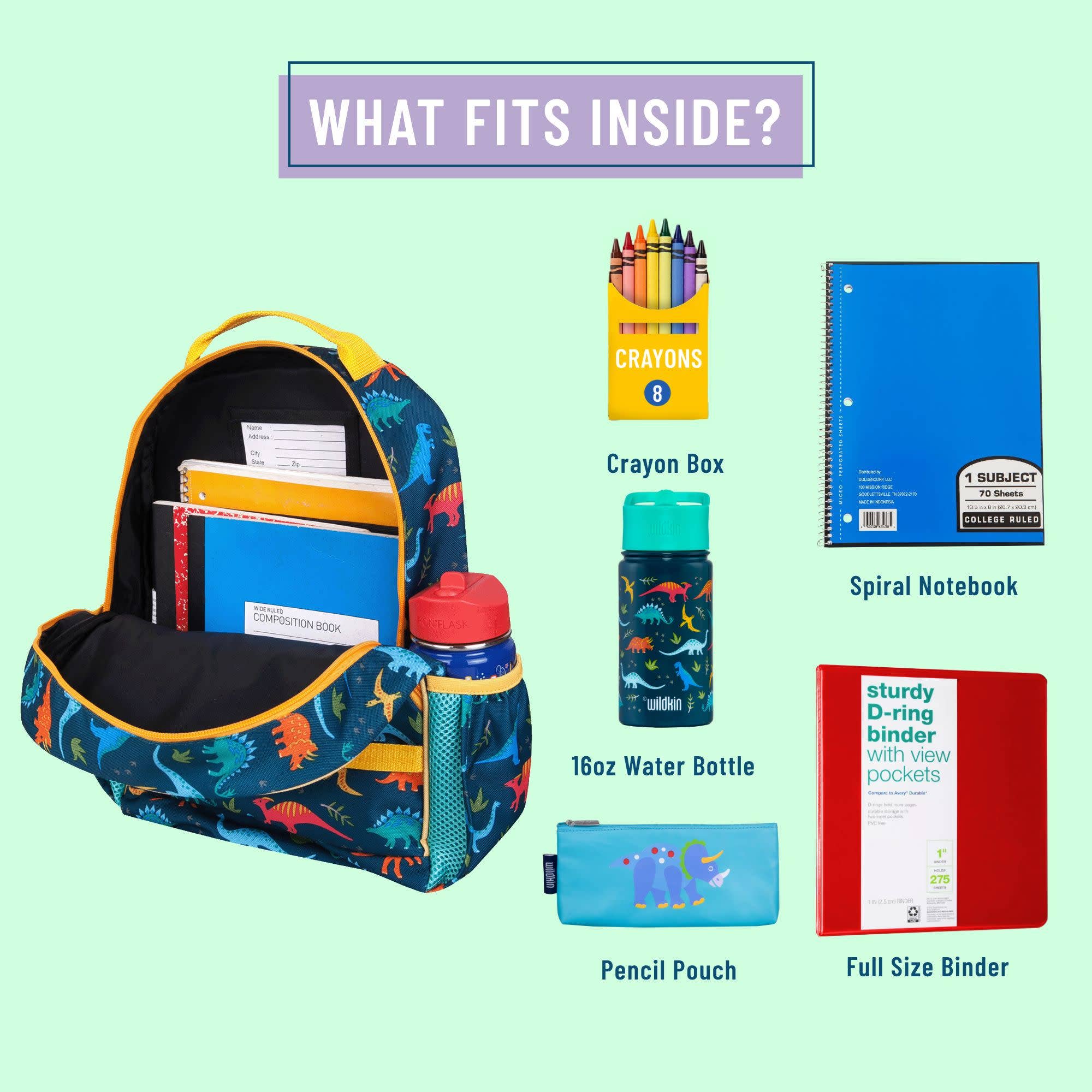 Wildkin - Wholesale Backpack - Kids - Jurassic Dinosaurs Medium Eco Backpack - 12L3