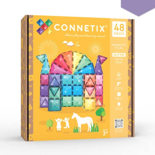 CONNETIX Magnetic Tiles Glitter Castle Pack, 48 Pieces for wholesale by CONNETIX