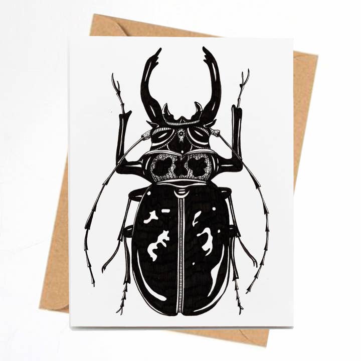 „Beetle Jewel“ Håndlavet Notecard for engroshandel hos PinkPolish Design