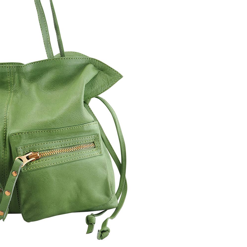 Cadelle Leather - Wholesale Crossbody Bag - Women's - Jillian Drawstring Crossbody | Moss Green9