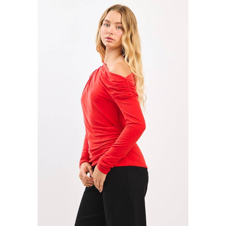 mittoshop - Wholesale Knit Top - Women's - ONE SHOULDER LONG SLEEVE DRAPE BRUSHED KNIT TOP13