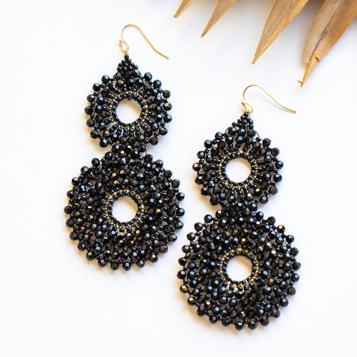 Bali Queen - Wholesale Dangle Earrings - Thai Crystal Double Circle Earrings5