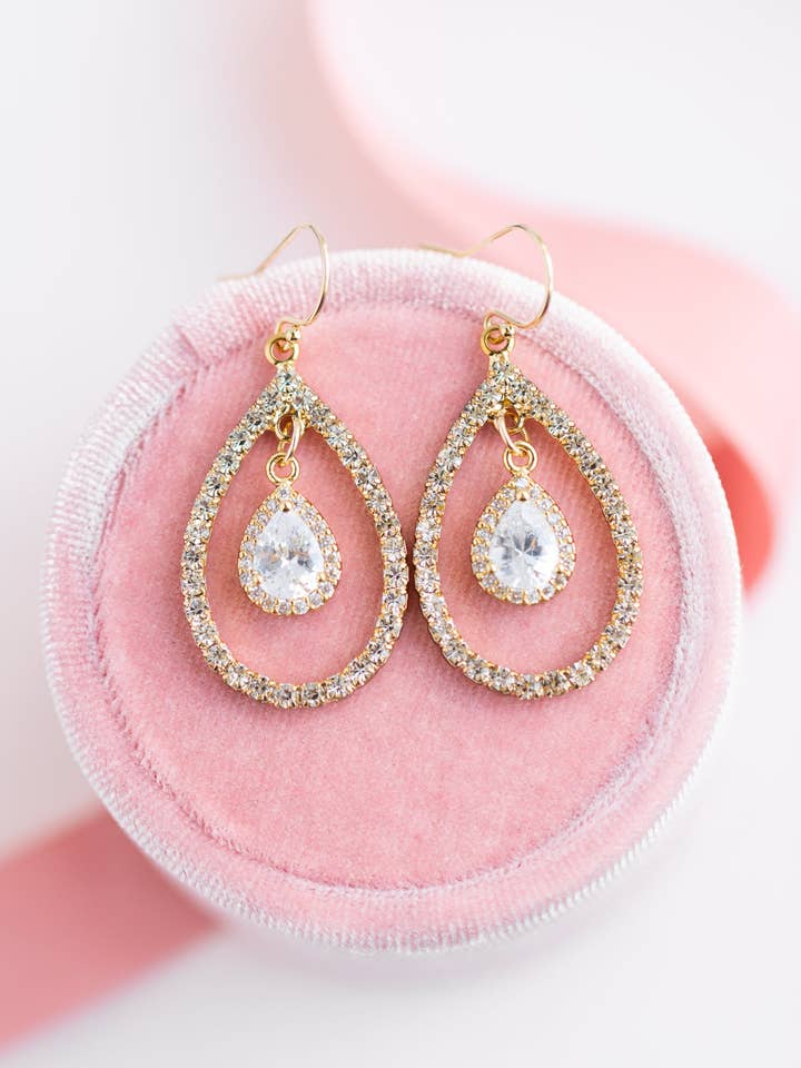 Gold Filled Teardrop Wedding Earrings for wholesale by Rachelyn Jewelry