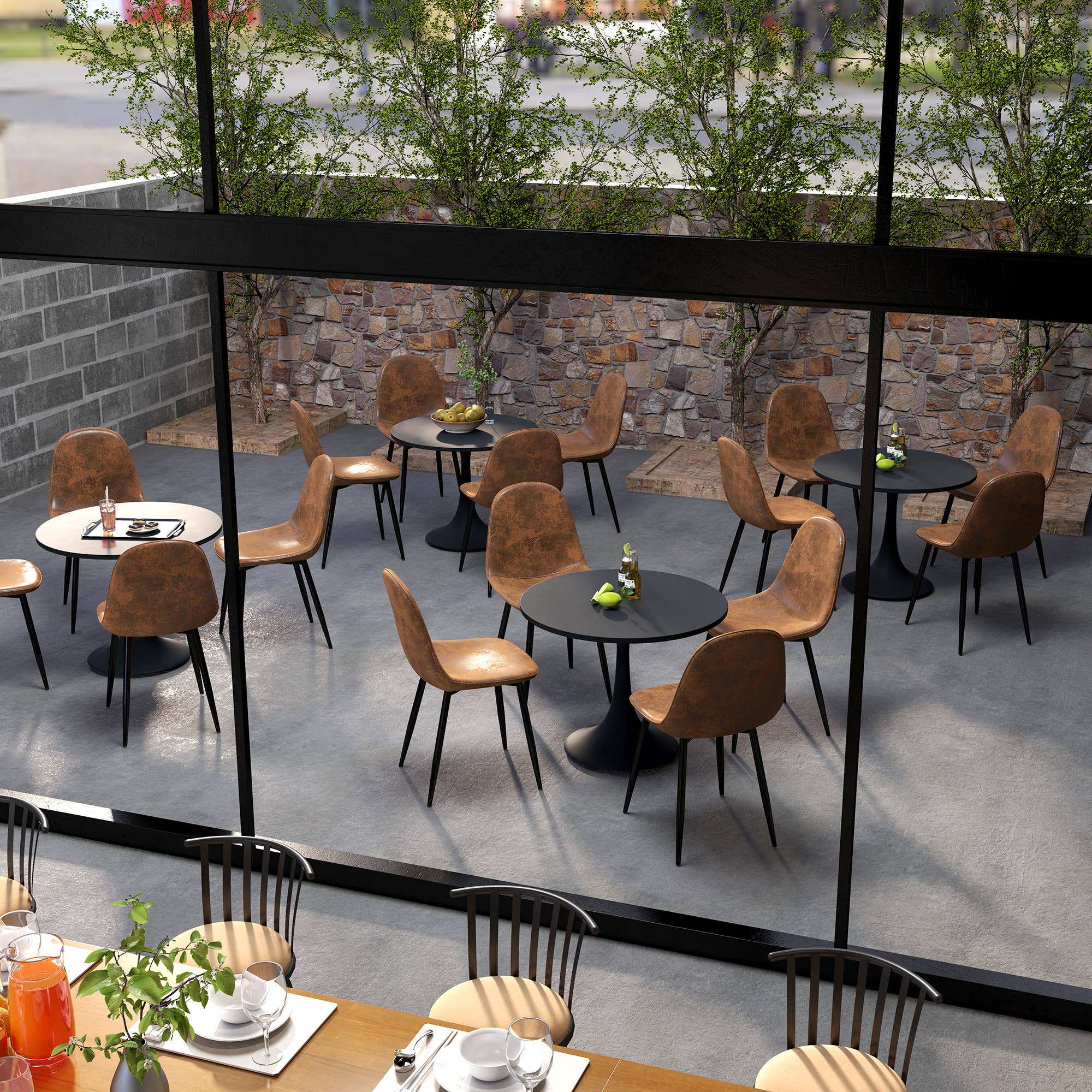 39F Inc. - Wholesale Patio Set - 5-Piece Round Dining Set-Clift Table with 4 Charlton Chairs13