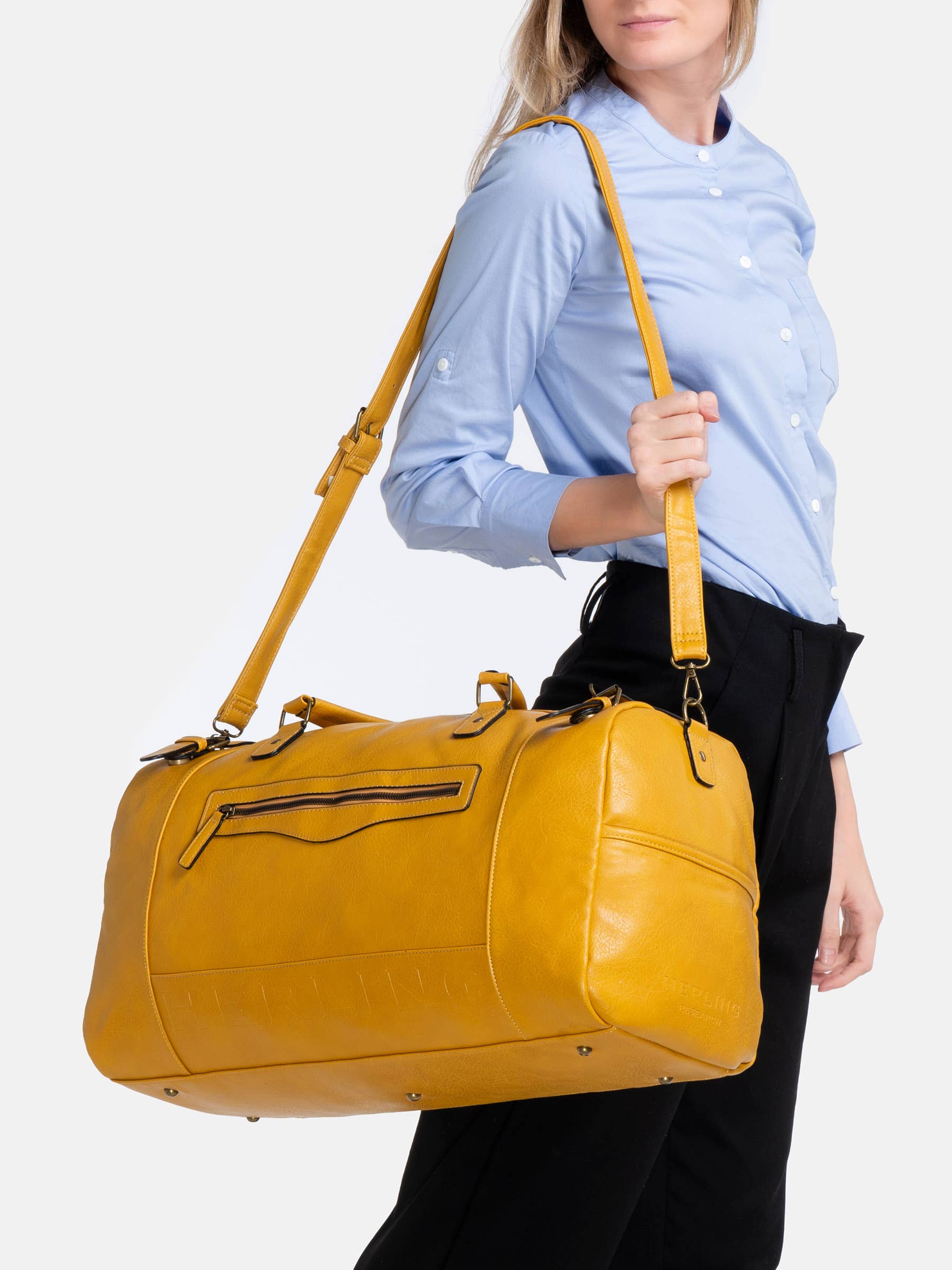 Herling – Saco de viagem - Unissexo por atacado – Herling - Bolsa de viagem vintage grande em couro PU33