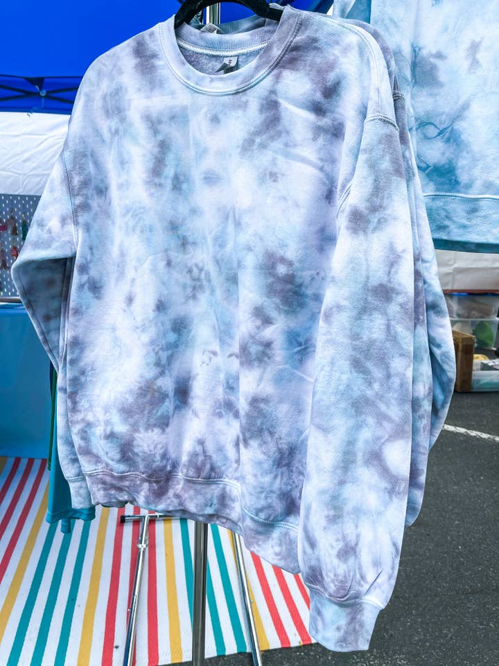 Salty Ocean Crew - Wholesale Sweatshirt - Unisex - Ocean Blue & Grey Tie Dye Crewneck Sweatshirt2