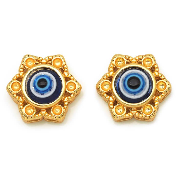 Evil Eye Hexagram Spacer Beads, Sku#LX12 for wholesale by BestBeads&Beyond