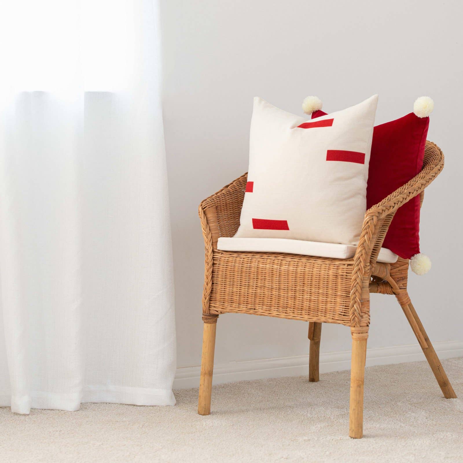 Hofdeco – Großhandel Zierkissenbezug – Kissenbezug mit Weihnachtsmotiv, Samtrot, 45,7 cm3