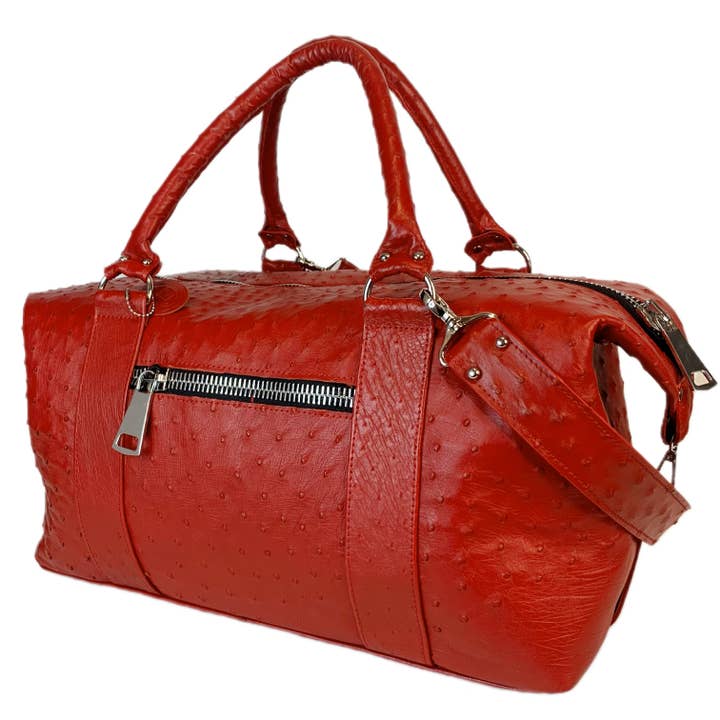 Röd resväska av äkta strutsläder för wholesale av ANKO