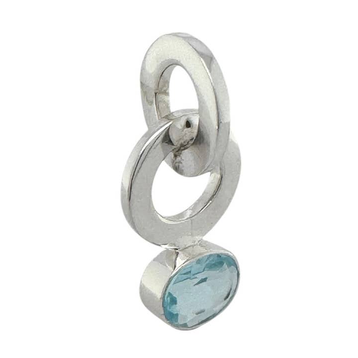 STERLING SILVER TWIN LOOP PENDANT WITH BLUE TOPAZ for wholesale by Balaam Design