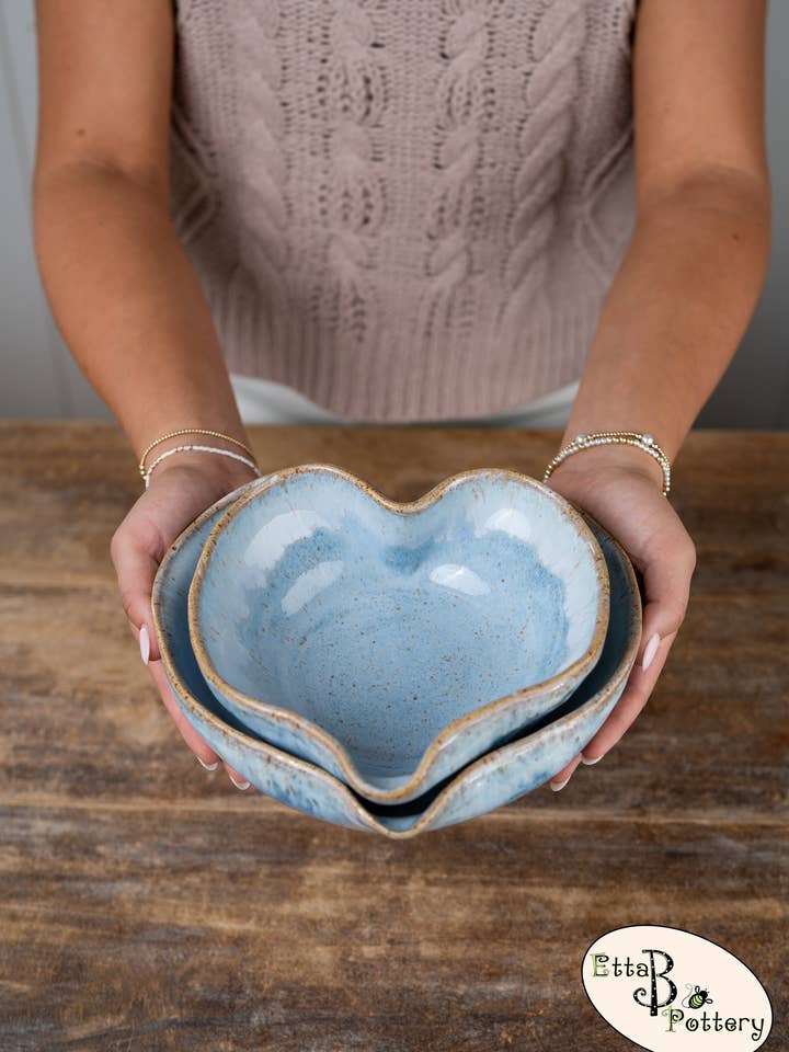 Nesting Heart Bowls for wholesale by Etta B Pottery