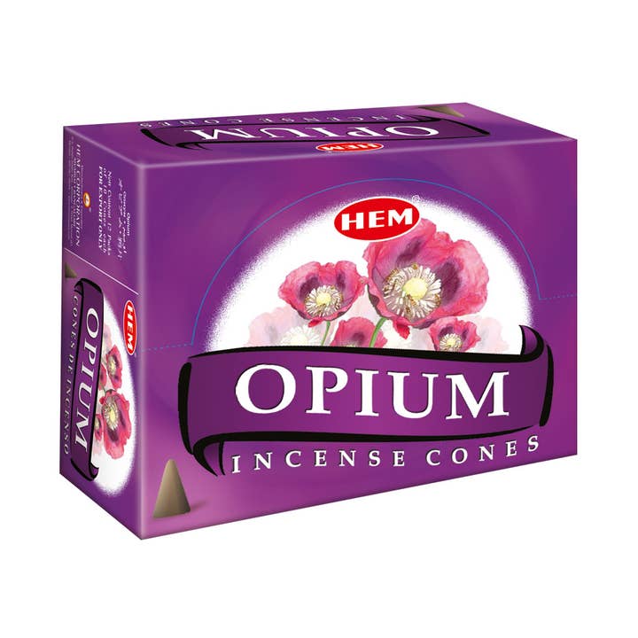 HEM Opium Incense Cones - Cone Pack (12 Packs × 10 Cones) for wholesale by Garland of Letters Bookstore