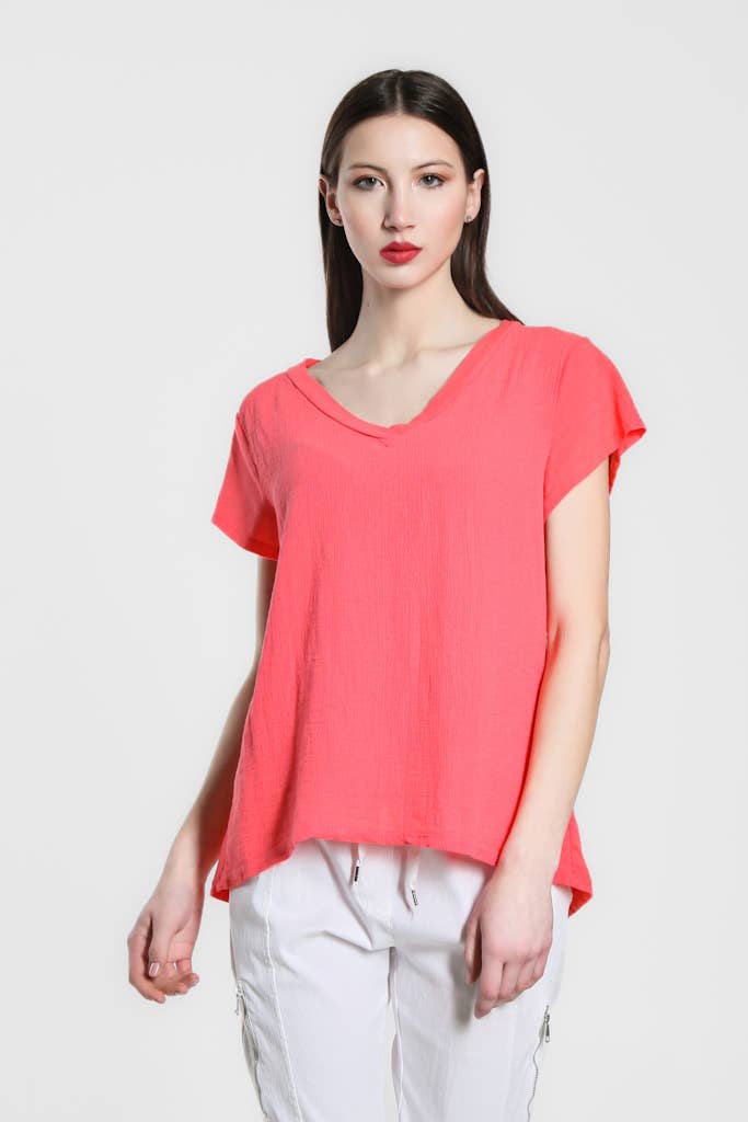 TINA Stephens Italy/Tees By Tina - Wholesale Blouse - Women's - Nola Cotton/Linen V-Neck Top (BSS207)59