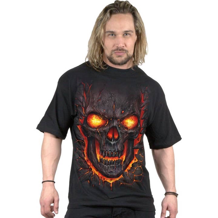 Spiral - Wholesale T-Shirt (Graphic) - Unisex - SKULL LAVA - T-Shirt Black