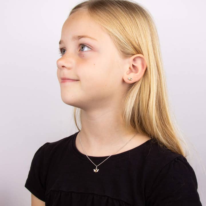 Gecko Jewellery – Großhandel Halskette – Kinder – Halskette Biene aus Emaille mit Diamant 36-41 cm2