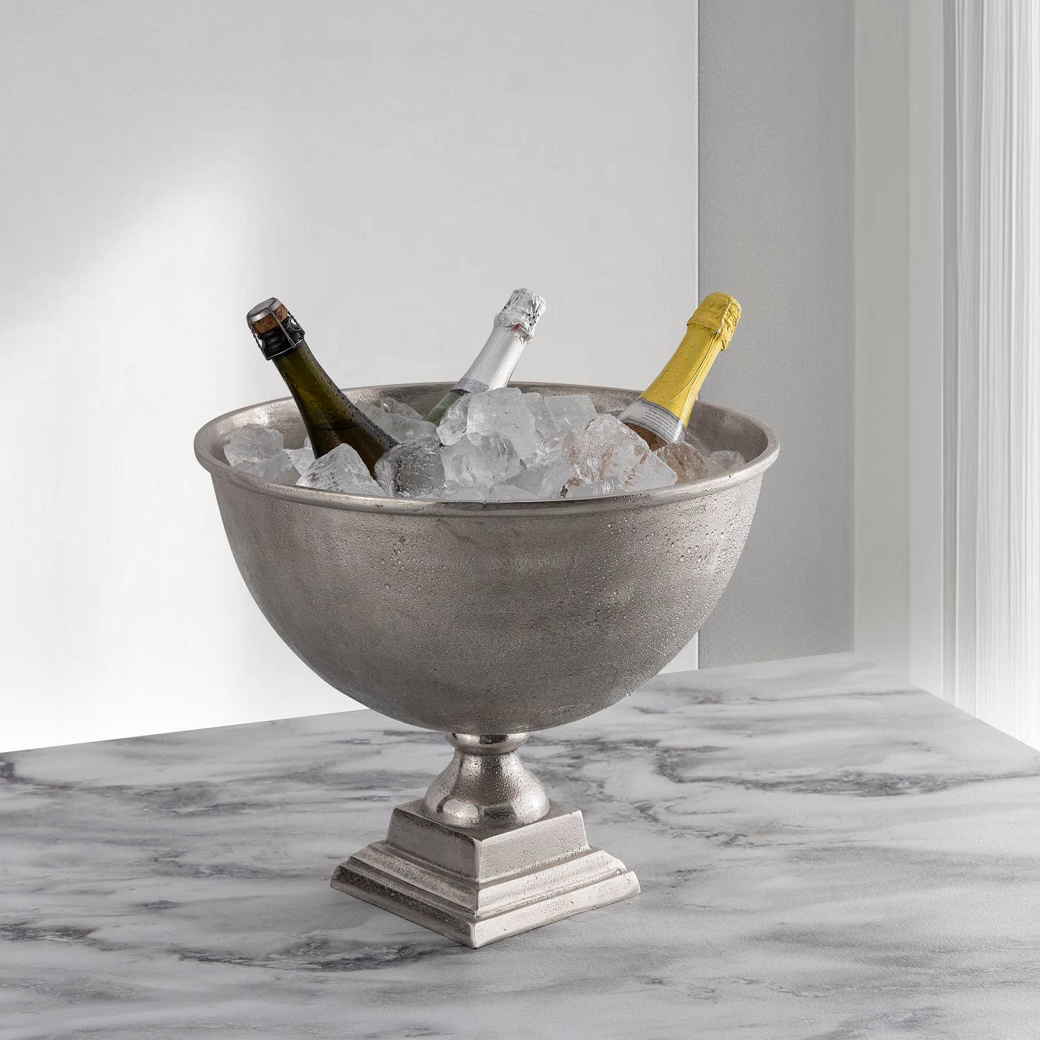 BIDKhome - Wholesale Wine Bucket - Raw Alum. Sq. Base Planter/Wine Cooler - RAW NICKEL6