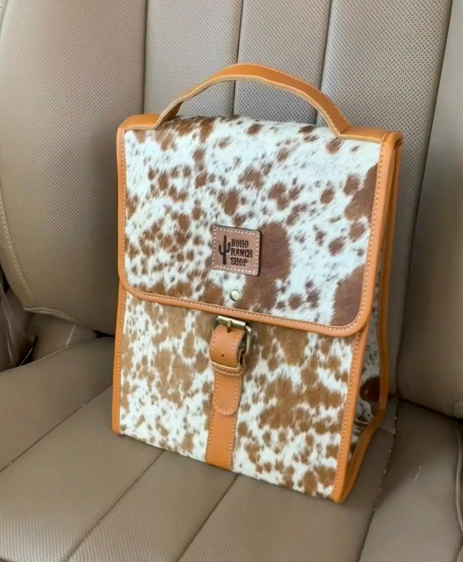 Boho Ranch Shop - Wholesale Lunch Bag/Box - COWHIDE LUNCH BAG - Genuine Hair On cowhide | Leather 6