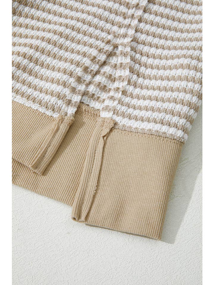 Plus Size Stripe Knit Ribbed Long Sleeve Top for wholesale on Faire4